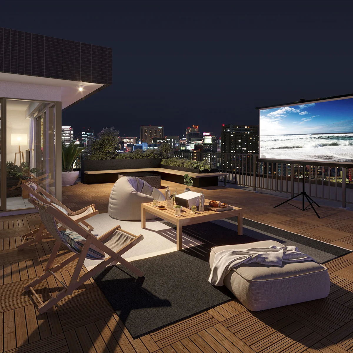 都会の夜空と絶景夜景。ルーフバルコニーをプライベートシアターに。